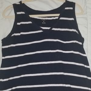 Navy blue and white striped womens tank top Bass